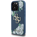 Original GUESS Grained Roses Big 4G logo case for Apple iPhone 16 Pro in blue color Original GUESS Grained Roses Big 4G logo case for Apple iPhone 16 Pro in blue color