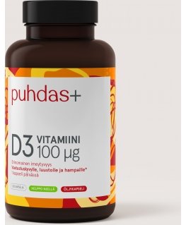 Puhdas+ D3 vitaminas, 100 µg, 120 kapsulių
