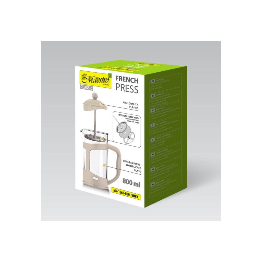 French press MAESTRO MR-1665 (MR-1665-800-IVORY) 800 ml Ivory
