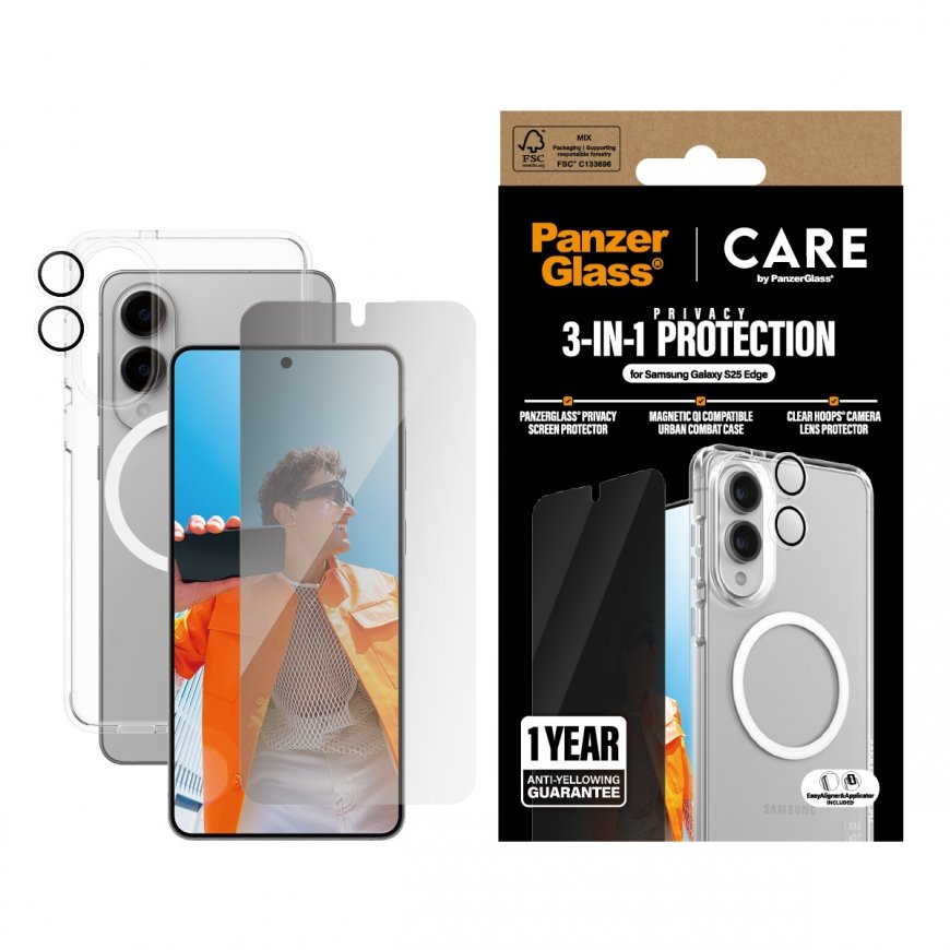 PanzerGlass CARE by ® Flagship 3-in-1 Privacy Bundle Samsung S25 Edge – 2