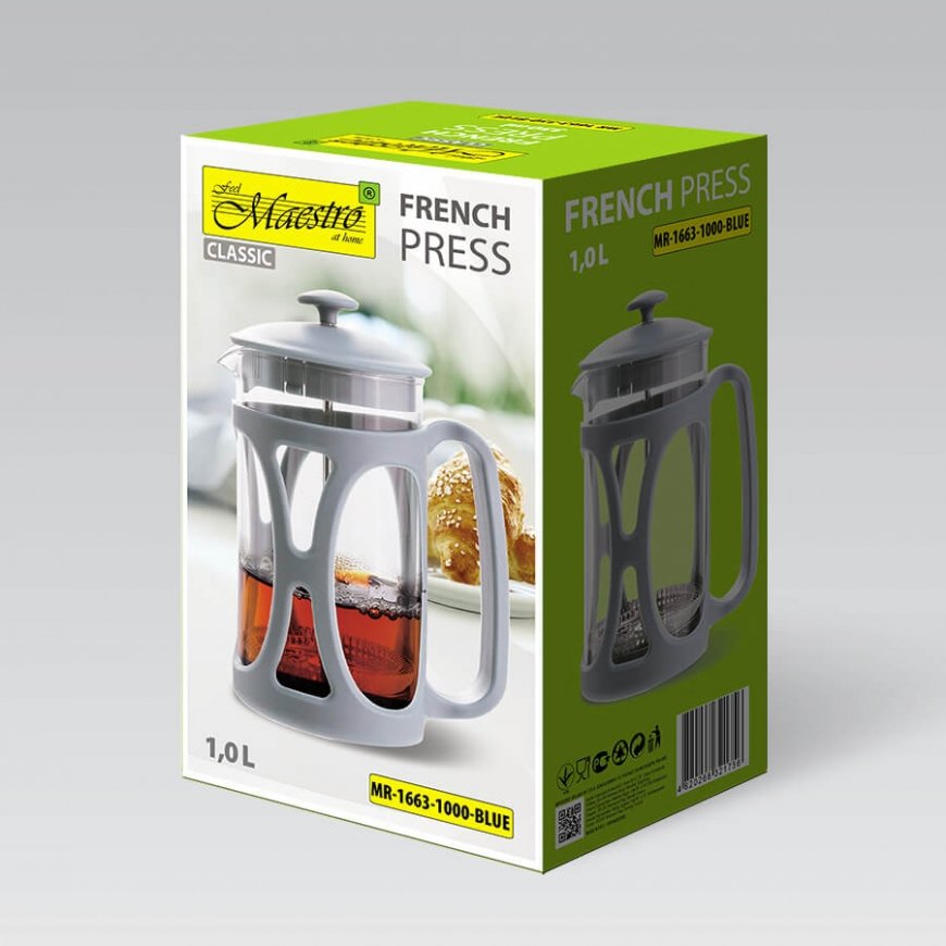 French press MAESTRO MR-1663 (MR-1663-1000-GRAY) 1000 ml Grey