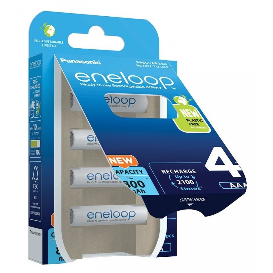 Panasonic Rechargeable Batteries ENELOOP BK-4MCDE/4BE AAA, 800 mAh, 4 pc(s)