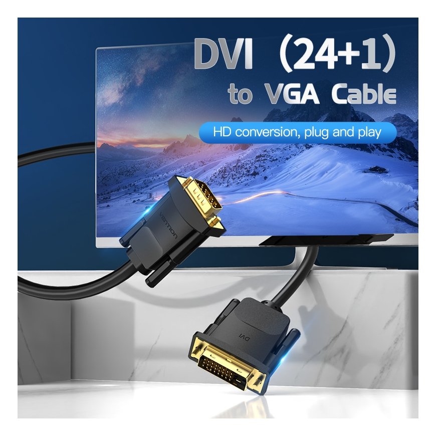 Vention EABBG vaizdo kabelio adapteris 1,5 m DVI VGA (D-Sub) Juoda – 2