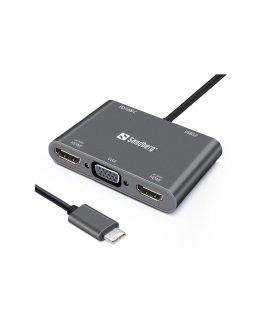 Sandberg USB-C Dock 2xHDMI+1xVGA+USB+PD