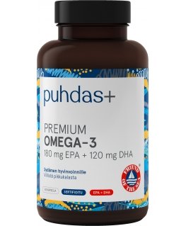 Puhdas+ Premium Omega-3 180 mg EPA / 120 mg DHA, FOS Certified 160 capsules