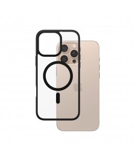 PanzerGlass ® HardCase Transparent w. Black MagSafe & Frame iPhone 16 Pro Max mobiliojo telefono dėklas Permatomas