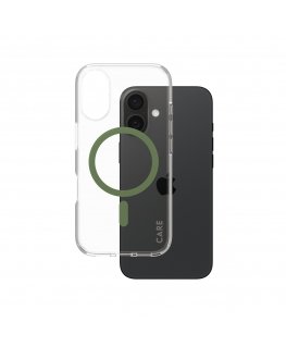 PanzerGlass CARE by ® Flagship Case Transparent Urban Combat w. Green MagSafe iPhone 16 mobile phone case