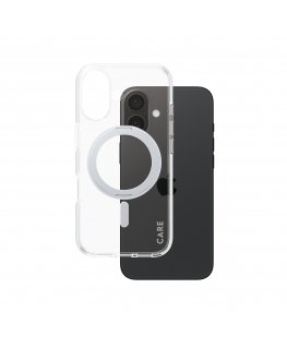PanzerGlass CARE by ® Feature Case Transparent w. Silver Kickstand & MagSafe iPhone 16 mobile phone case
