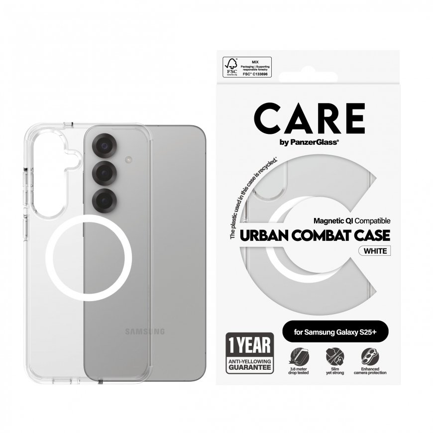 PanzerGlass CARE by ® Flagship Case Transparent Urban Combat w. White Qi Compatible Samsung Galaxy S – 2