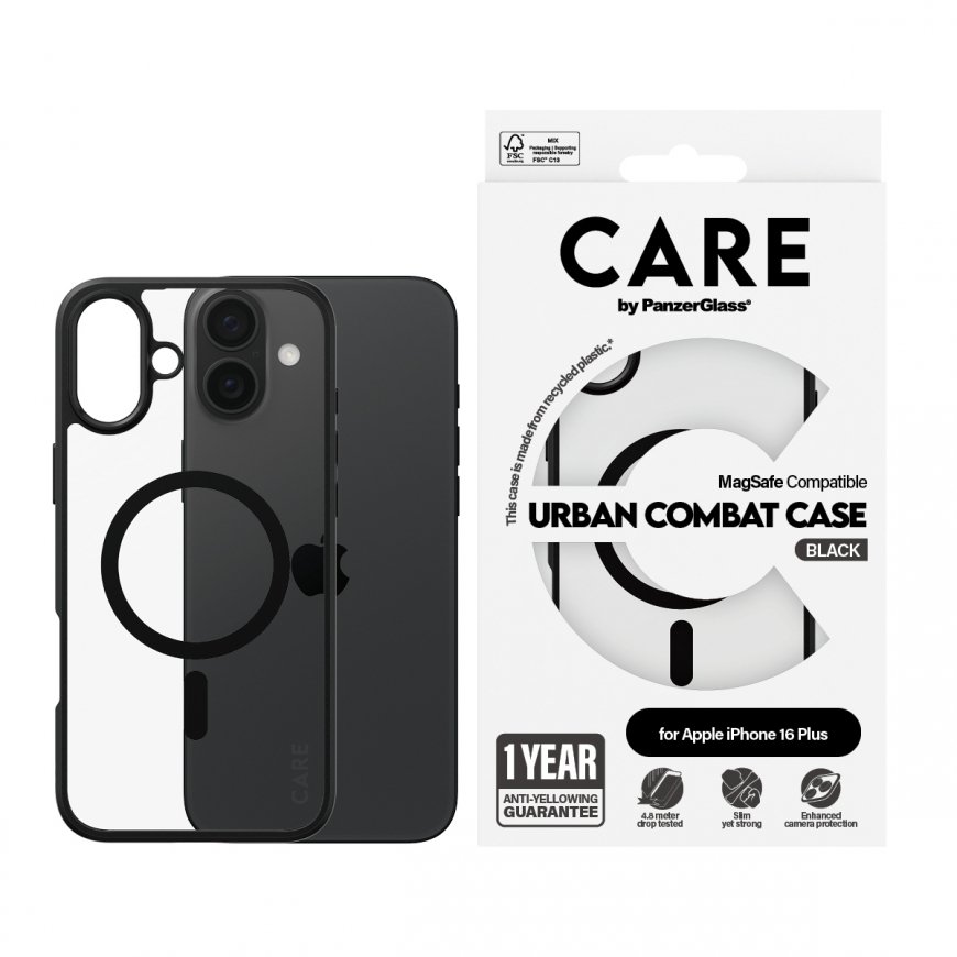 PanzerGlass CARE by ® Flagship Case Transparent Urban Combat w. Black Frame & MagSafe iPhone 16 Plus – 2