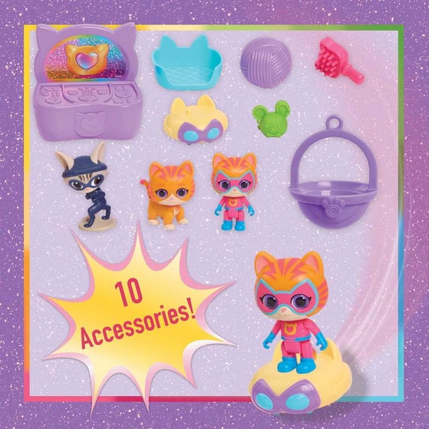Disney Nuorille "Supercats Super Kitties Purr'n'Play" leikkipaikkasetti + kissanpentuhahmot, lisävarusteet, valo ja ääni – 4