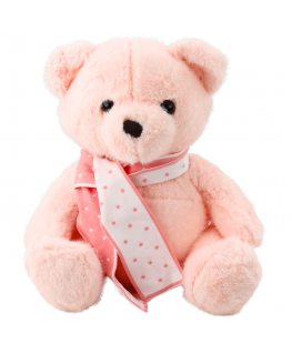Lean Toys Pehmeä lelu-talismanin nallekarhu huivilla, vaaleanpunainen, 35 cm