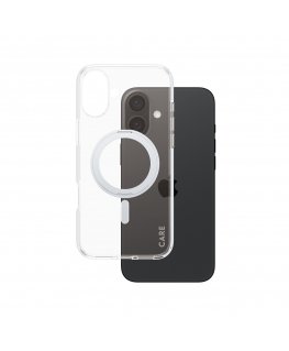 PanzerGlass CARE by ® Feature Case Transparent w. Silver Kickstand & MagSafe iPhone 16 Plus mobile phone case