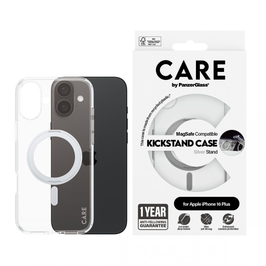 PanzerGlass CARE by ® Feature Case Transparent w. Silver Kickstand & MagSafe iPhone 16 Plus – 2