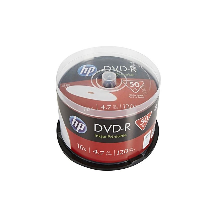 HP DME00025WIP-3 DVD-R Tulostettava 4.7GB 16x 50-paketti – 2