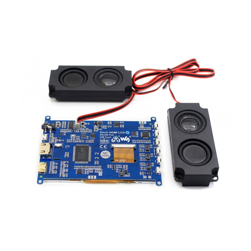 Waveshare Touchscreen LCD for Raspberry Pi 3B+/3B/2B/B+ Microcomputer - 5" 800x480px HDMI + USB – 3