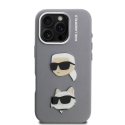 Karl Lagerfeld Grained PU K&CH Heads case designed for Apple iPhone 16 Pro in gray color Karl Lagerfeld Grained PU K&CH Heads case designed for Apple iPhone 16 Pro in gray color