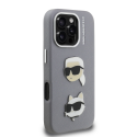 Karl Lagerfeld Grained PU K&CH Heads -kotelo Apple iPhone 16 Pro:lle harmaassa värissä Karl Lagerfeld Grained PU K&CH Heads -kotelo Apple iPhone 16 Pro:lle harmaassa värissä