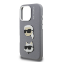 Чехол Karl Lagerfeld Grained PU K&CH Heads для Apple iPhone 16 Pro серого цвета