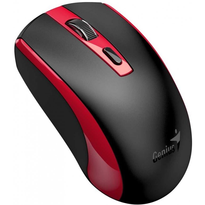 Pelė GENIUS ECO-8150 Raudona/ 1200 dpi/ belaidė/ įkraunama/ Copilot/ 4 mygtukai/ juoda/ raudona