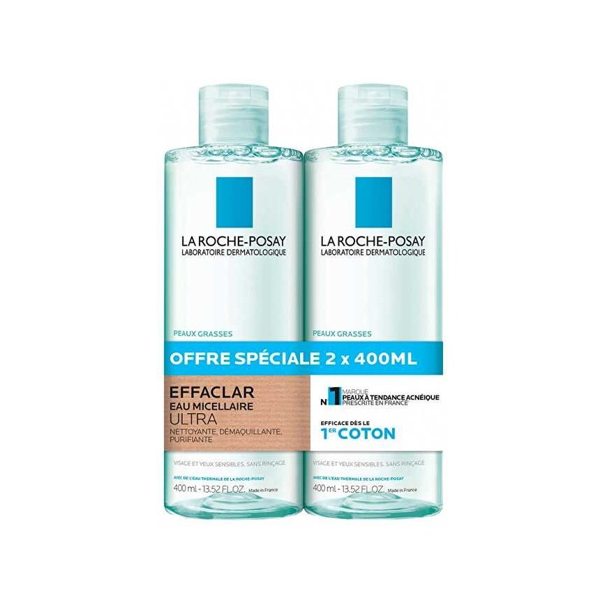 La Roche-Posay „Effaclar“ (attīrošais micelārais ūdens) komplekts 2 x 400 ml