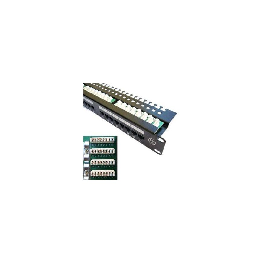 DATACOM Patch panel 19" UTP 24 port CAT5E LSA 1U BK (3x8p) top glow