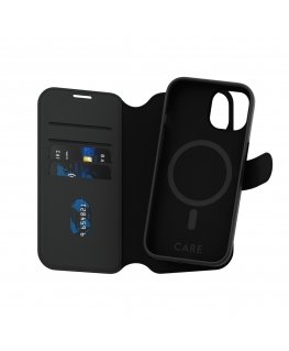 PanzerGlass CARE by ® Feature Case Tango Two-in-One Wallet w. MagSafe iPhone 15 mobilo telefonu apvalks Aploksne Melns