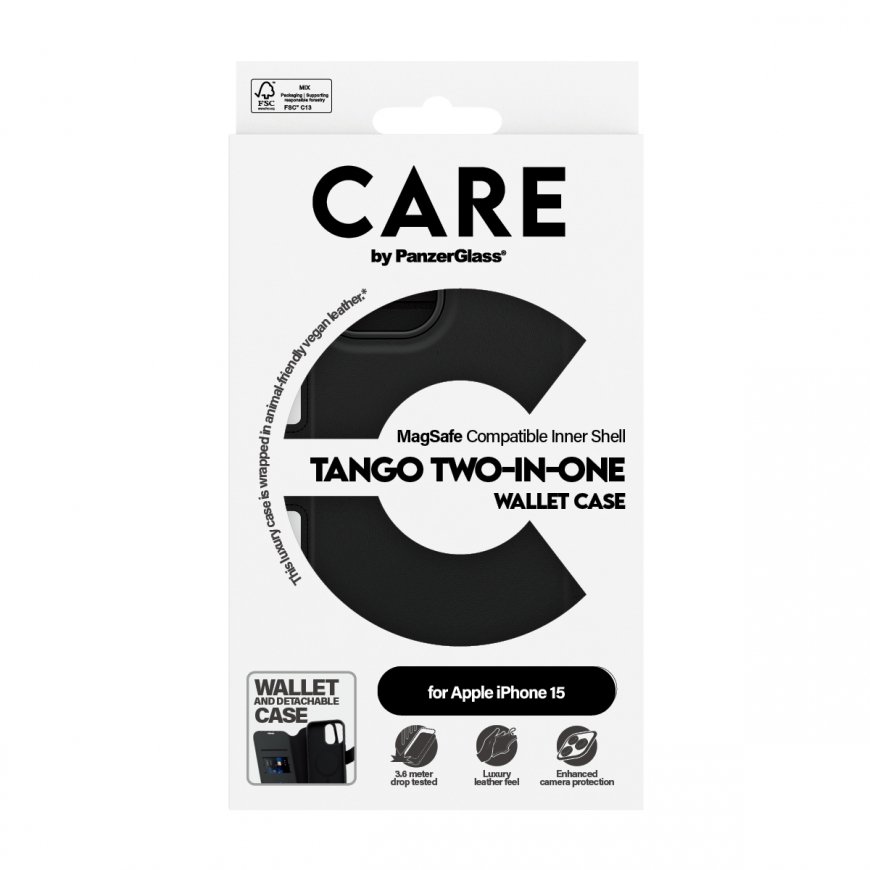 PanzerGlass CARE by ® Feature Case Tango Two-in-One Wallet w. MagSafe iPhone 15 matkapuhelimen suoja – 3