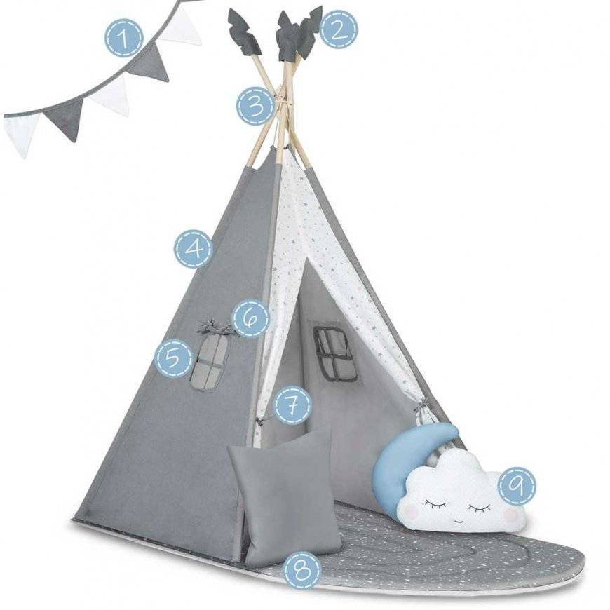 Palapinė tipi bērniem NK-406 Nukido - pelēka – 2