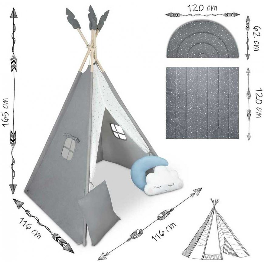 Tent tipi for kids NK-406 Nukido - gray – 3