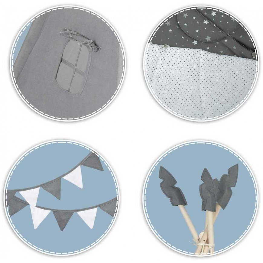 Palapinė tipi bērniem NK-406 Nukido - pelēka – 5