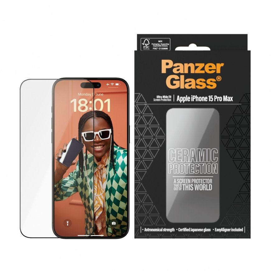 PanzerGlass ® Ceramic Protection for iPhone 15 Pro Max | Ultra-Wide Fit w. EasyAligner – 2
