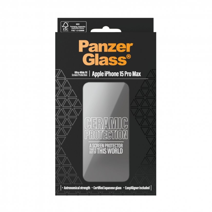 PanzerGlass ® Ceramic Protection for iPhone 15 Pro Max | Ultra-Wide Fit w. EasyAligner – 3