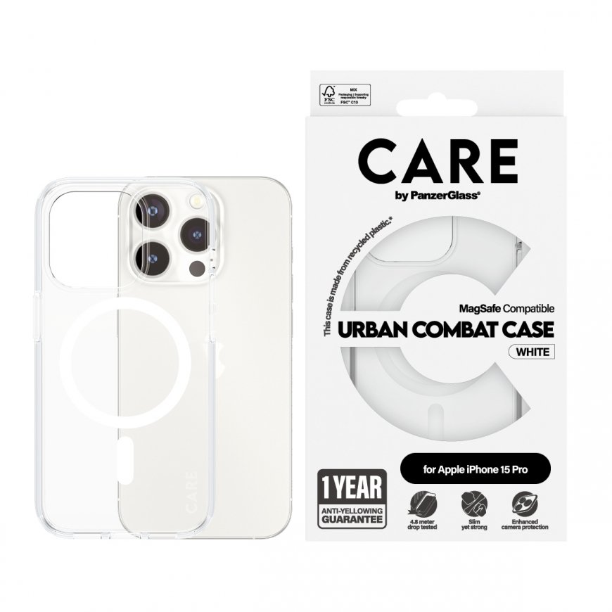 PanzerGlass CARE by ® Flagship Case Transparent Urban Combat w. White MagSafe iPhone 15 Pro – 2
