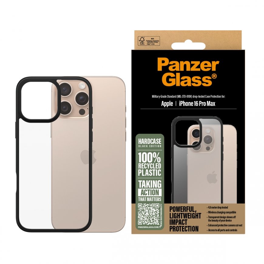PanzerGlass ® HardCase Transparent w. Black Frame iPhone 16 Pro Max mobiliojo telefono dėklas Permat – 2