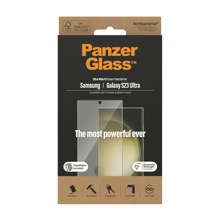 PanzerGlass ® Screen Protector Samsung Galaxy S23 Ultra | Ultra-Wide Fit w. EasyAligner – 3