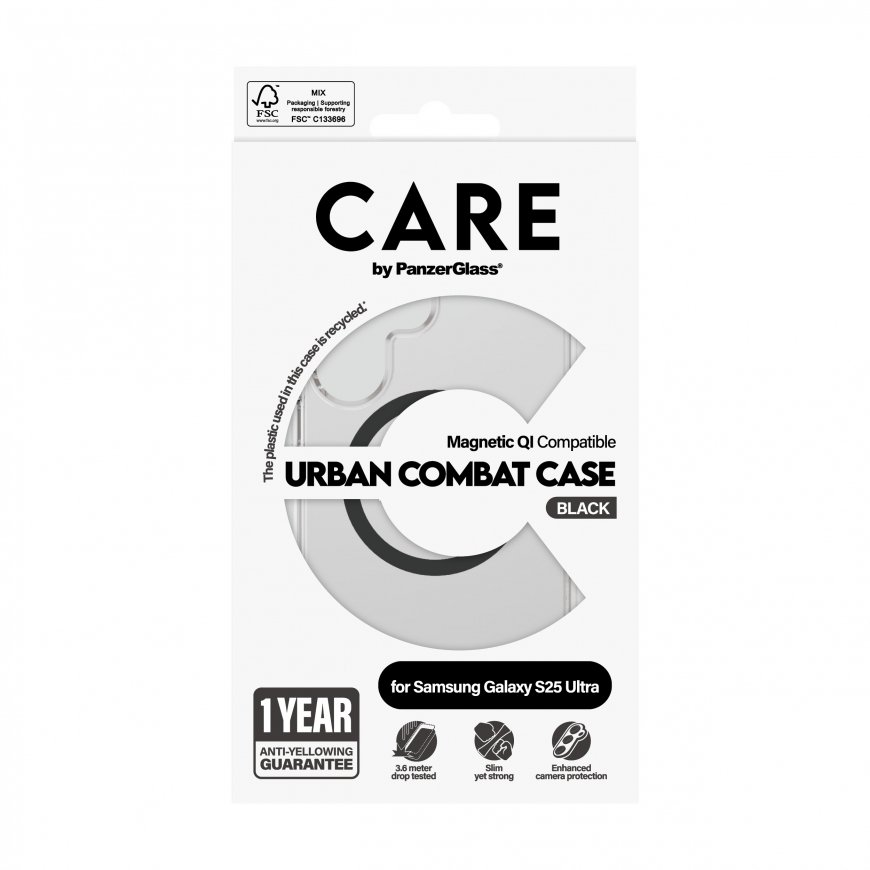 PanzerGlass CARE by ® Flagship Case Transparent Urban Combat w. Black Qi Compatible Samsung Galaxy S – 3