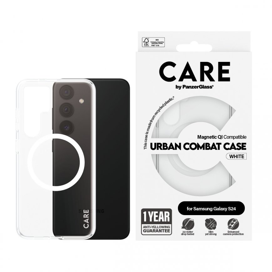 PanzerGlass CARE by ® Flagship Case Transparent Urban Combat w. White Qi Compatible Samsung Galaxy S – 2