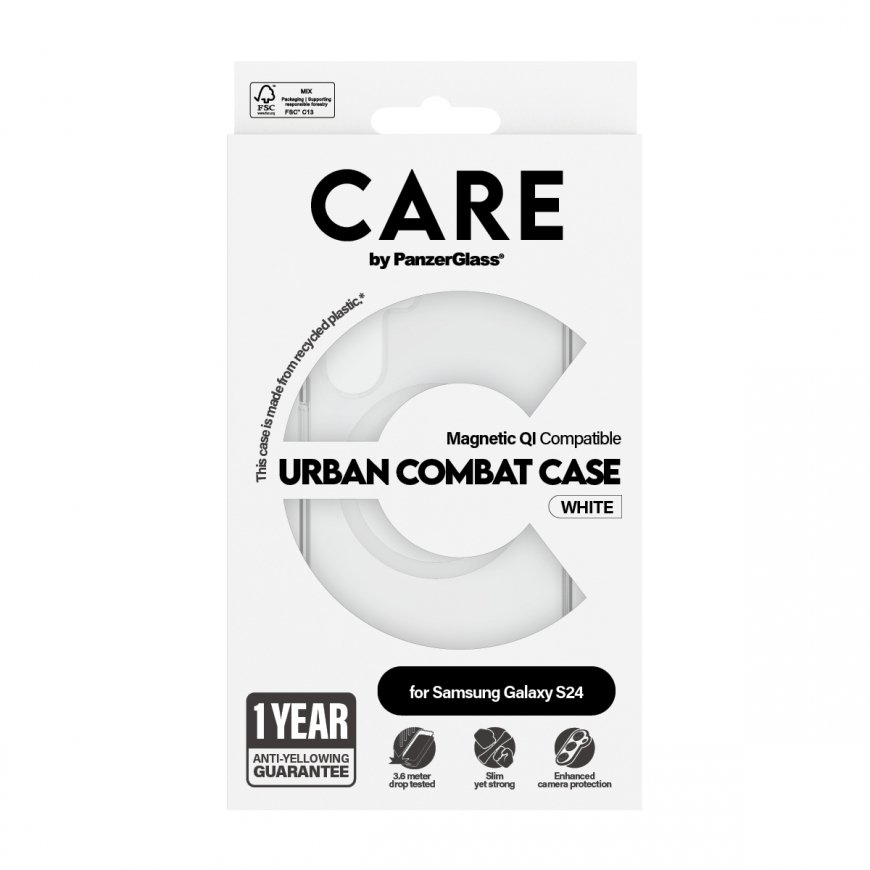 PanzerGlass CARE by ® Flagship Case Transparent Urban Combat w. White Qi Compatible Samsung Galaxy S – 3