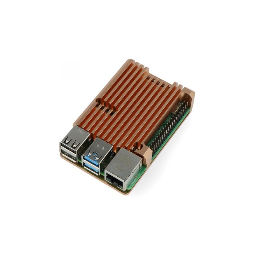 Raspberry Pi 4B alumiininen jäähdytin - kuori kuparinvärinen