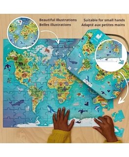 Janod Puzzle World Map with Suitcase 100 pieces