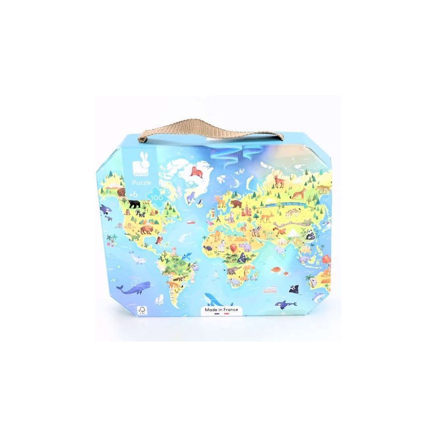Janod Puzzle World Map with Suitcase 100 pieces – 2