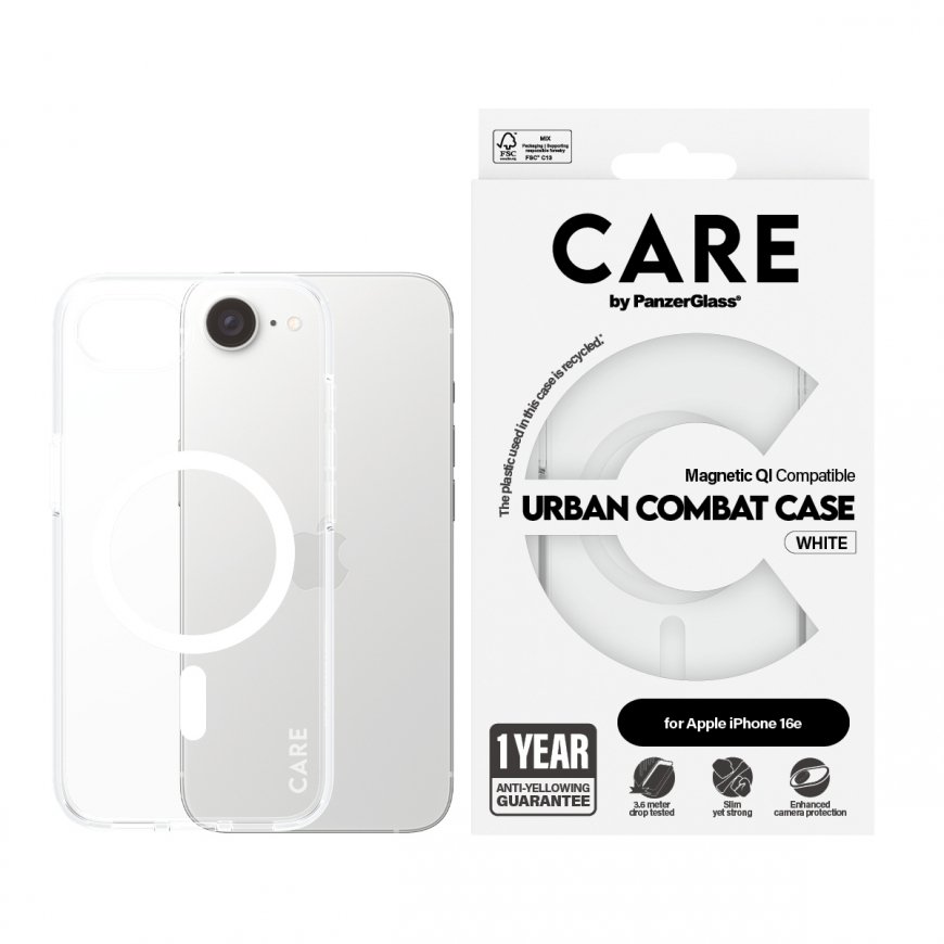 PanzerGlass CARE by ® Flagship Case Transparent Urban Combat w. White Qi Compatible iPhone 16e – 2