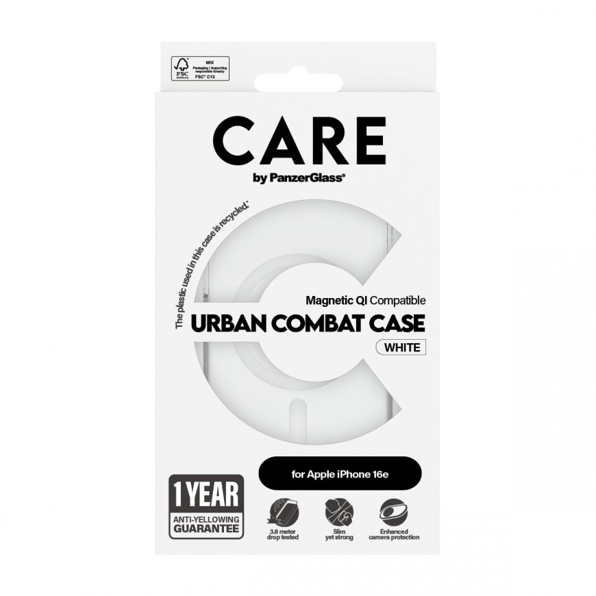PanzerGlass CARE by ® Flagship Case Transparent Urban Combat w. White Qi Compatible iPhone 16e – 3