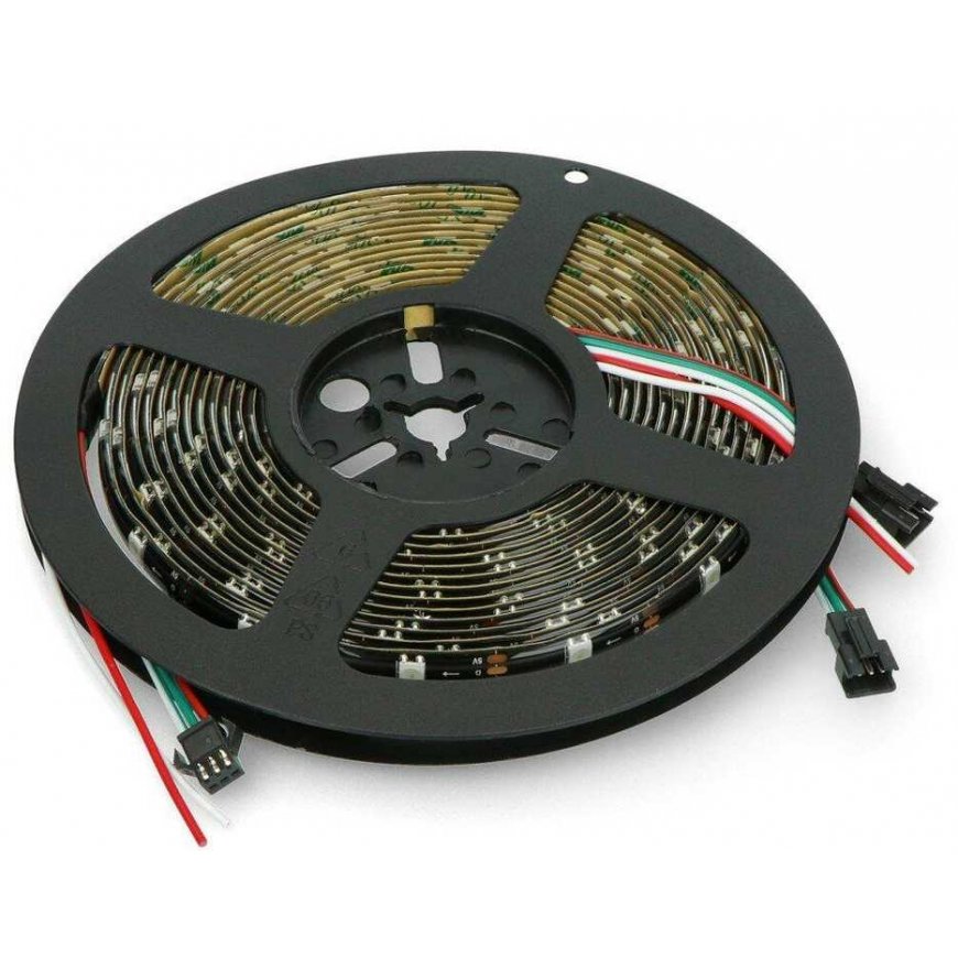 Btf Lighting RGB LED riba WS2812B - digitaalne, adresseeritav - IP65 30LED/m, 9W/m, 5V - 5m - must