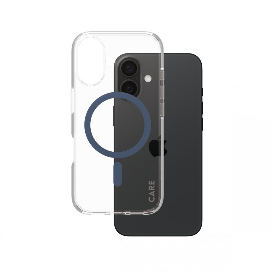 PanzerGlass CARE by ® Flagship Case Transparent Urban Combat w. Blue MagSafe iPhone 16 mobile phone