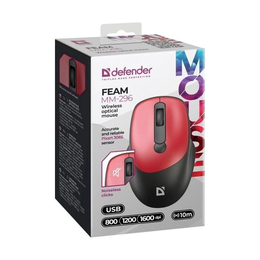MOUSE DEFENDER FEAM MM-296 RF SILENT RED – 2