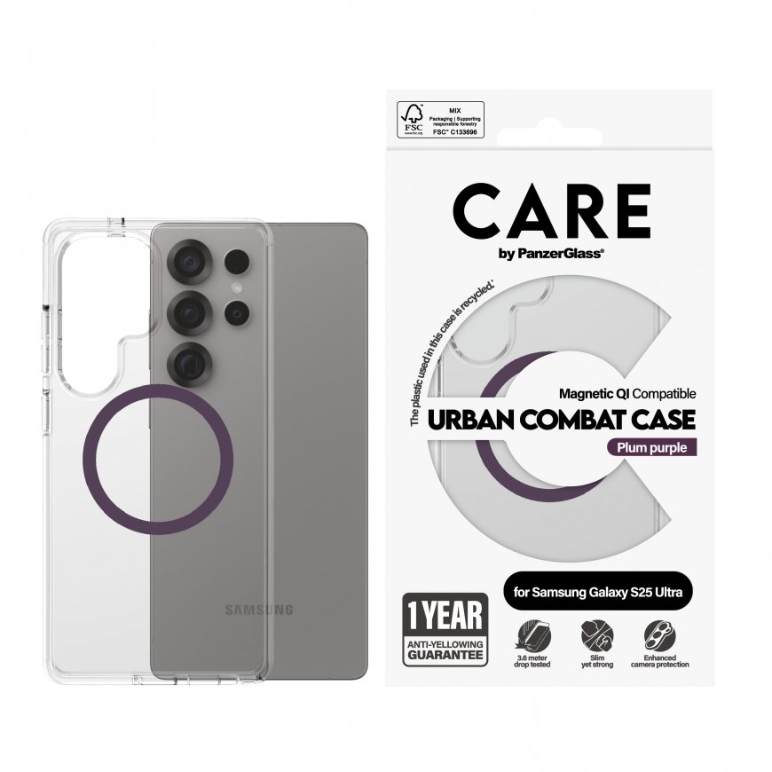 PanzerGlass CARE by ® Flagship Case Transparent Urban Combat w. Plum Purple Qi Compatible Samsung Ga – 2