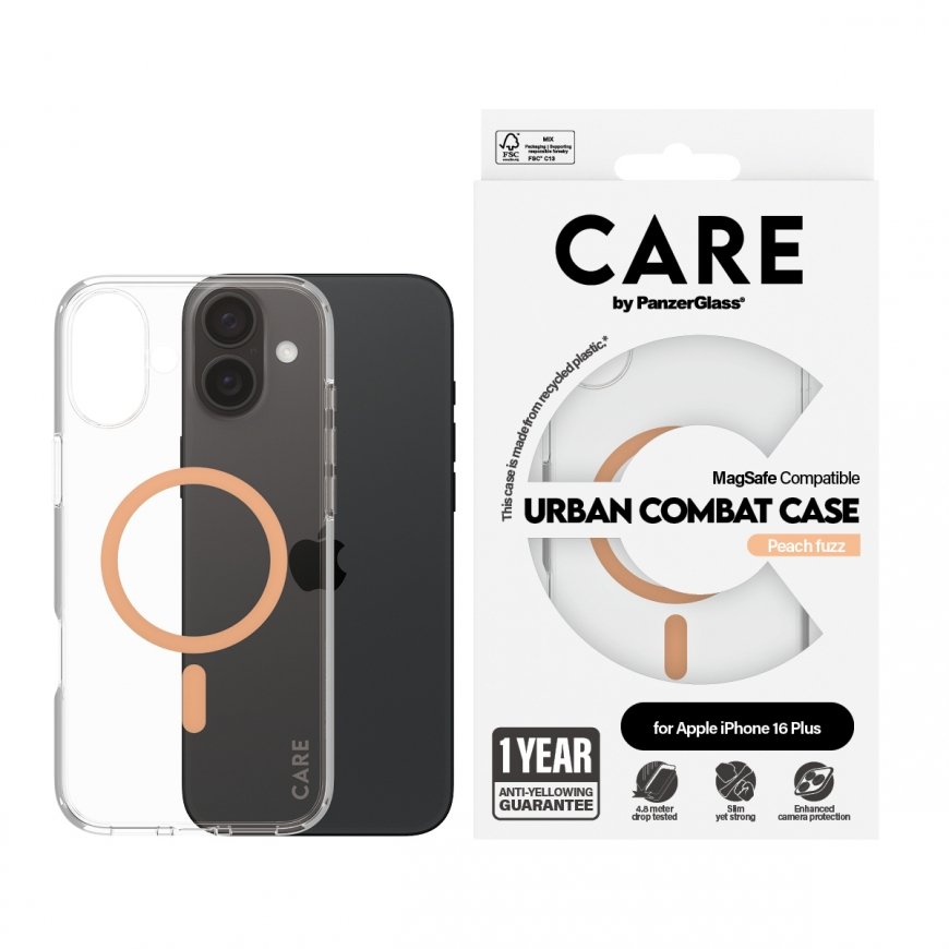 PanzerGlass CARE by ® Flagship Case Transparent Urban Combat w. Peachy MagSafe iPhone 16 Plus mobile – 2