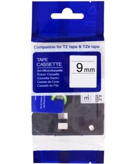 PRINTLINE compatible tape with Brother TZE-221, TZ-221, 9mm, black print/white background
